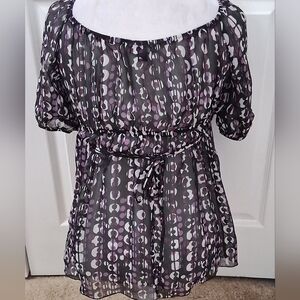 BCX Black & Purple Empire Waist Top.    Size M
